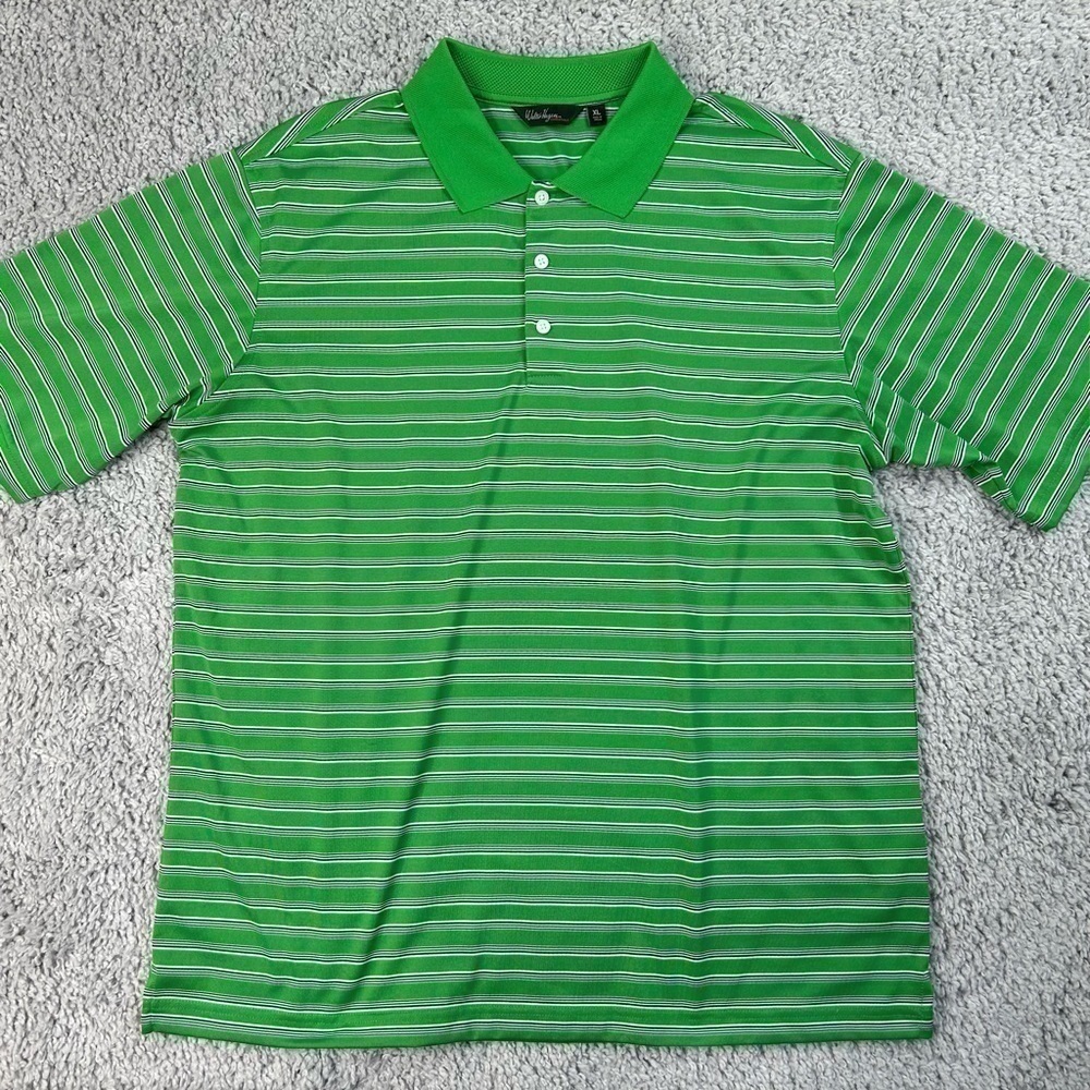 Walter Hagen Shirt Mens XL Golf Polo Bright Green Stripes Activewear Basics